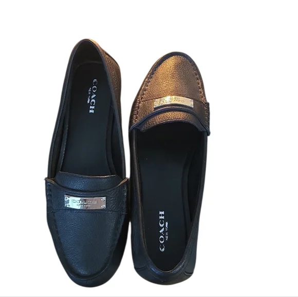 Coach Fredrica Black Pebble Grain Loafers - Picture 2 of 4